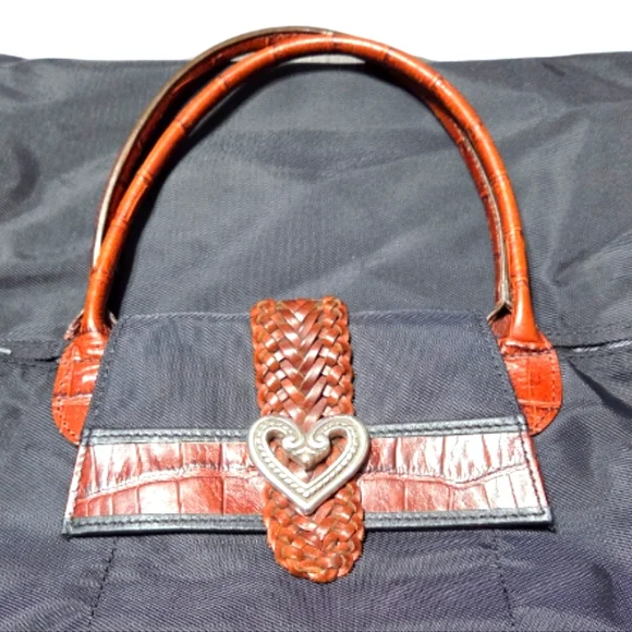 Brighton Foldable Black Tote with Brown Handles - Picture 2 of 6